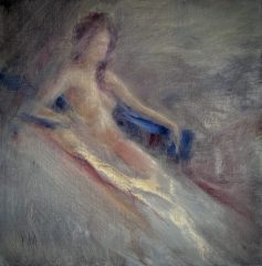 "Regal", live model pose oil painting