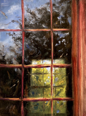 Shop Windows - 12” x 9” plein air, Thursday afternoon March 16, 2023, Dickerman estate