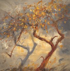 "Shadow Dance", plein air oil painting, 9" x 9"